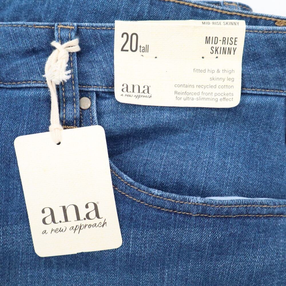 New A.N.A. Plus Size 20 Tall Mid Rise Skinny Jeans 33" Inseam Stretch Womens NWT - Picture 3 of 9